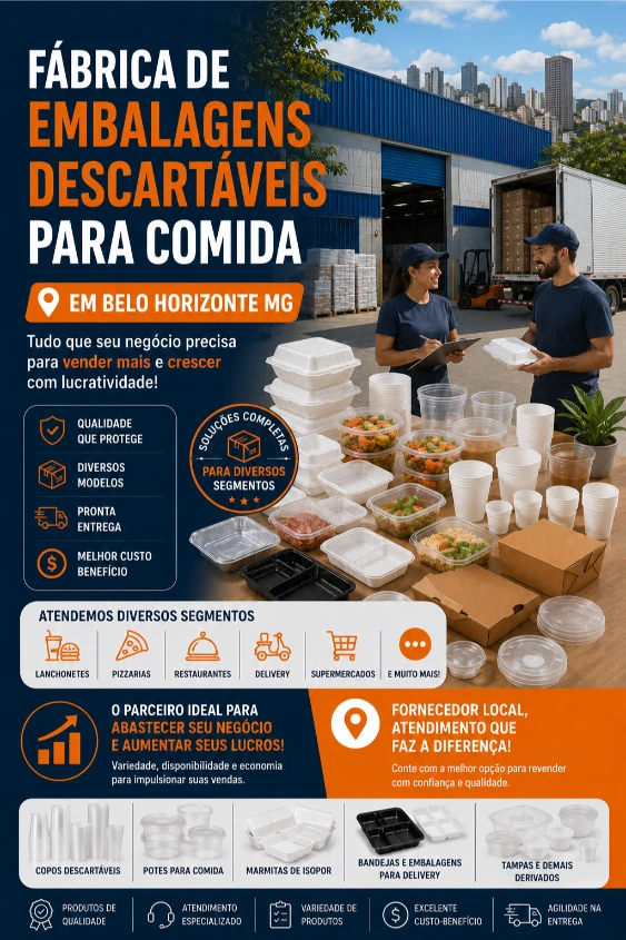 Fábrica de embalagens descartáveis para comida em Belo Horizonte