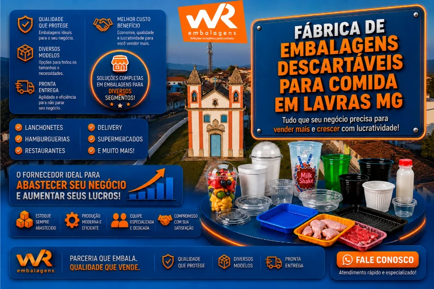 Fábrica de embalagens descartáveis para comida em Lavras MG