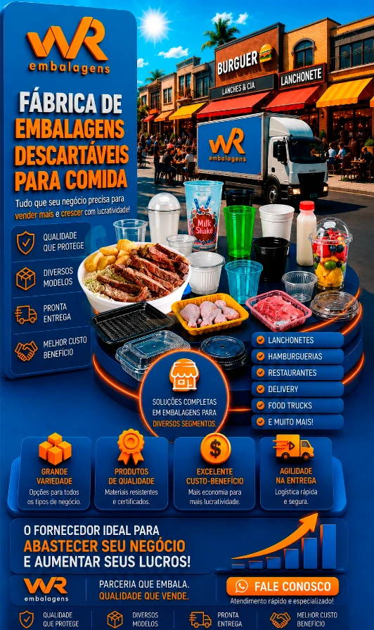 Fábrica de embalagens descartáveis para comida