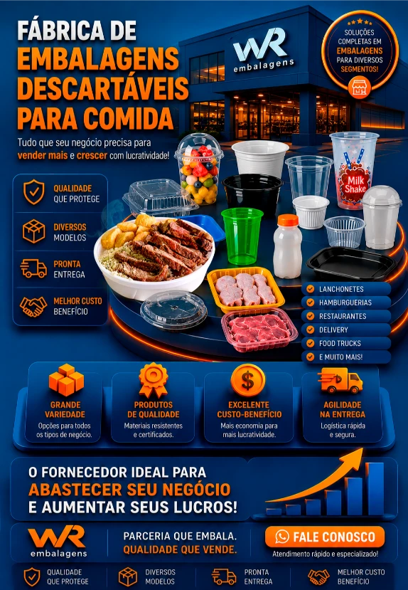 Fábrica de embalagens descartáveis para comida