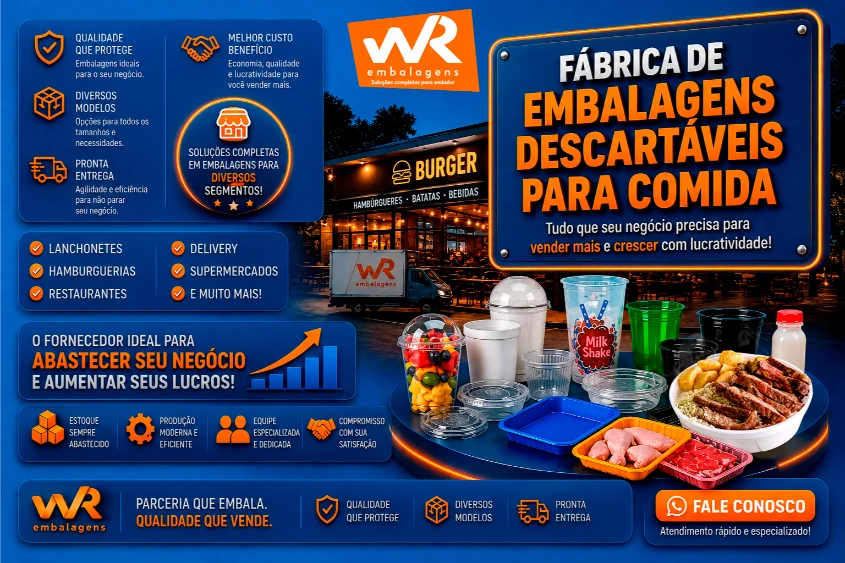 Fábrica de embalagens descartáveis para comida
